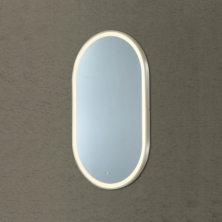 Ellips Framed LED Mirror 450x900mm Gun Metal LED Framed Mirror Lukka Bathware