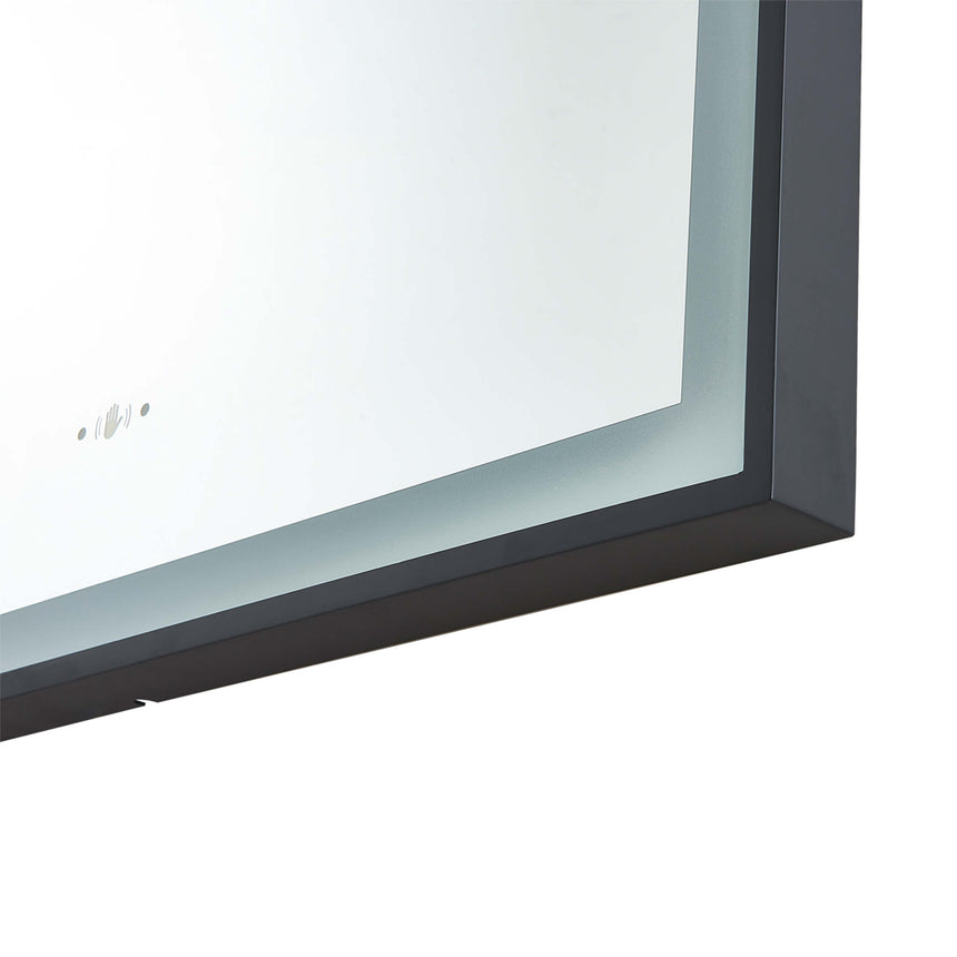 Arco Framed LED Mirror 600x900mm Matte Black LED Framed Mirror Lukka Bathware