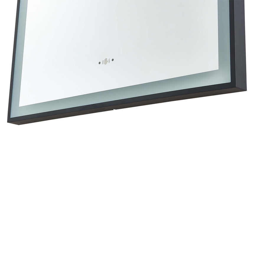 Arco Framed LED Mirror 600x900mm Matte Black LED Framed Mirror Lukka Bathware