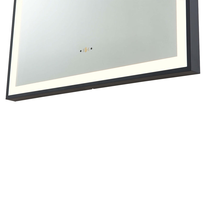Arco Framed LED Mirror 600x900mm Matte Black LED Framed Mirror Lukka Bathware