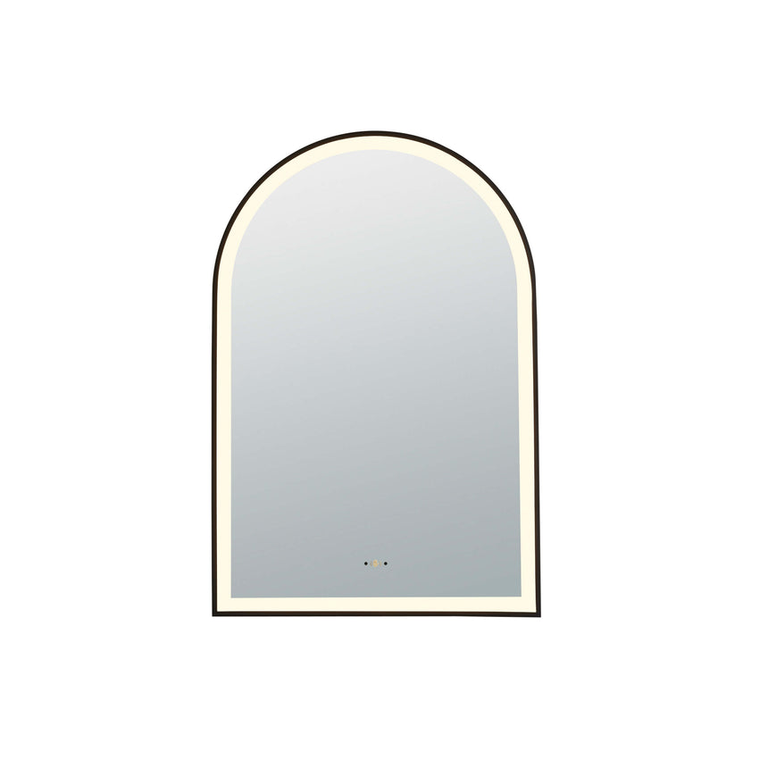 Arco Framed LED Mirror 600x900mm Matte Black LED Framed Mirror Lukka Bathware