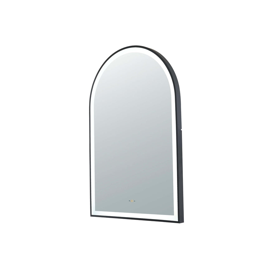 Arco Framed LED Mirror 600x900mm Matte Black LED Framed Mirror Lukka Bathware