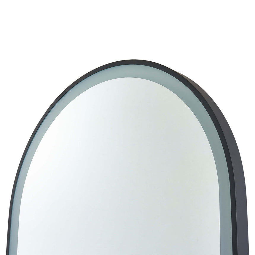 Arco Framed LED Mirror 600x900mm Matte Black LED Framed Mirror Lukka Bathware