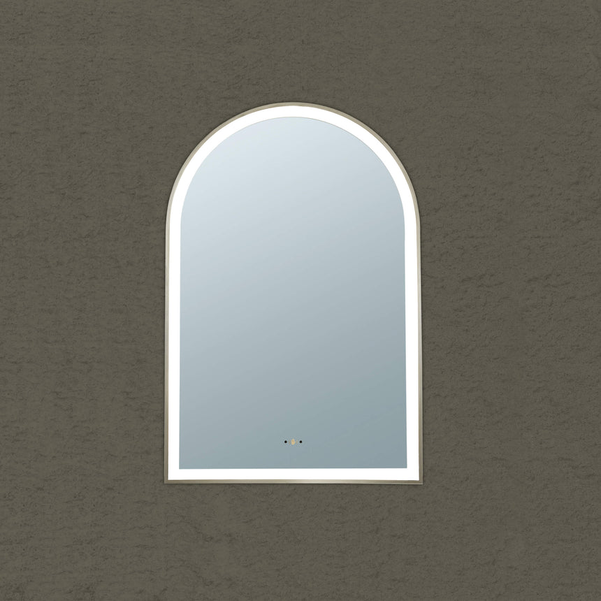 Arco Framed LED Mirror 600x900mm Brushed Nickel LED Framed Mirror Lukka Bathware Default Title