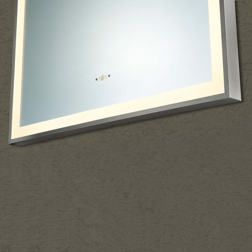 Arco Framed LED Mirror 600x900mm Gun Metal LED Framed Mirror Lukka Bathware