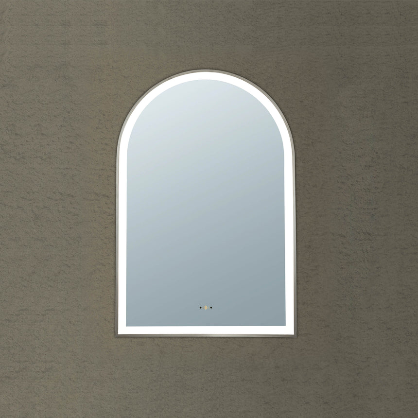 Arco Framed LED Mirror 600x900mm Gun Metal LED Framed Mirror Lukka Bathware