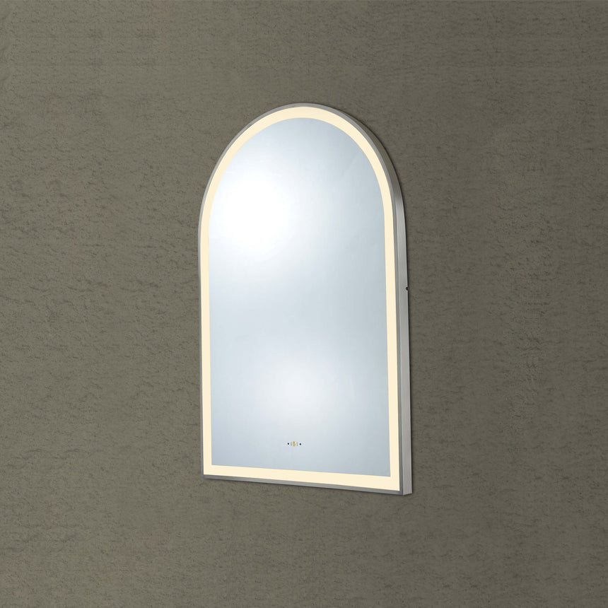 Arco Framed LED Mirror 600x900mm Gun Metal LED Framed Mirror Lukka Bathware