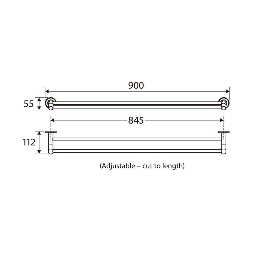 Axle Double Towel Rail 900mm Urban Brass Bathroom Accessories Fienza