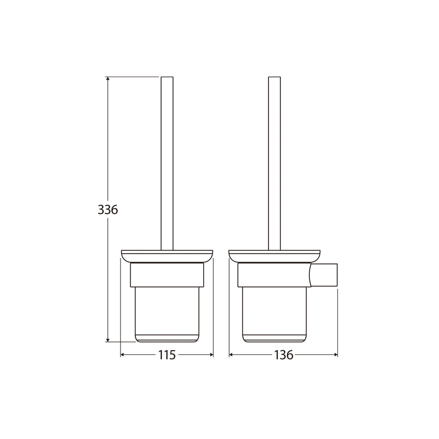 Empire Slim Toilet Brush And Glass Holder SS304 Matte Black Bathroom Accessories Fienza