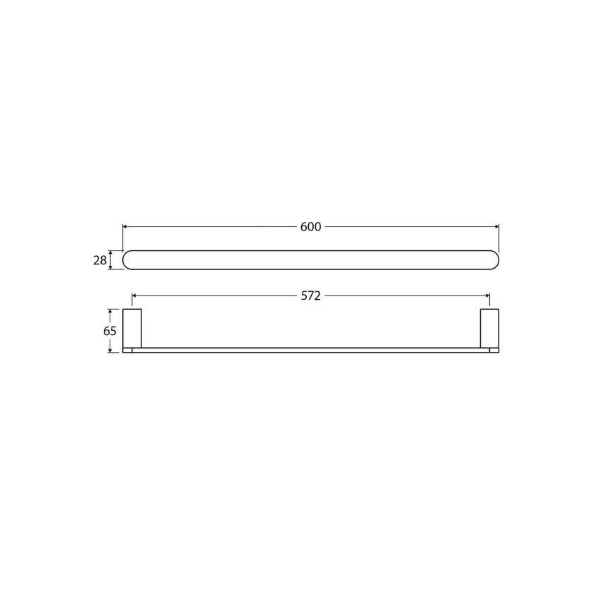 Empire Slim Single Towel Rail 600mm SS304 Brushed Nickel Bathroom Accessories Fienza