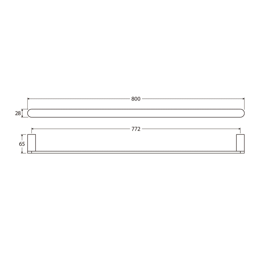 Empire Slim Single Towel Rail 800mm SS304 Urban Brass Bathroom Accessories Fienza