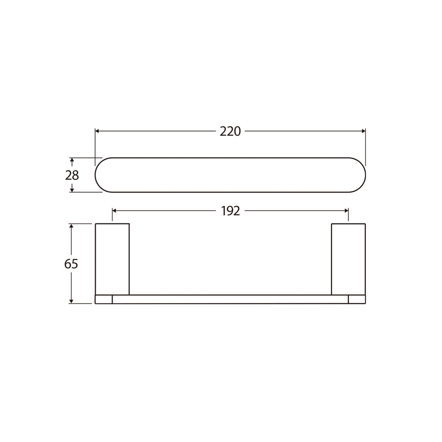 Empire Slim Hand Towel Rail 220mm SS304 Urban Brass Bathroom Accessories Fienza