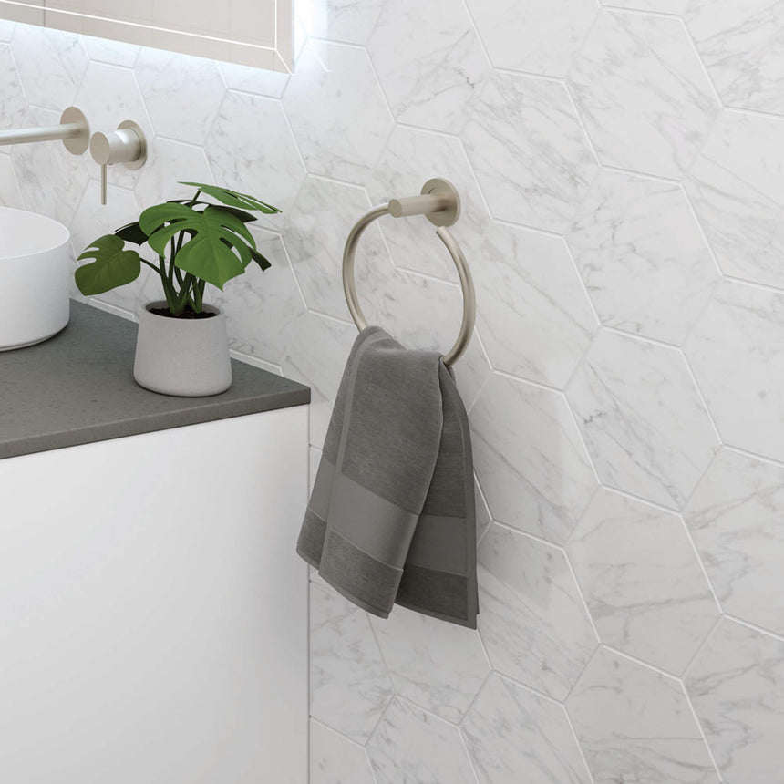 Kaya Towel Ring Brushed Nickel Bathroom Accessories Fienza