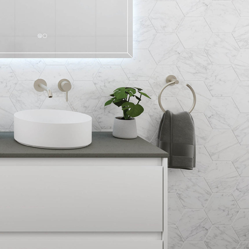 Kaya Towel Ring Brushed Nickel Bathroom Accessories Fienza