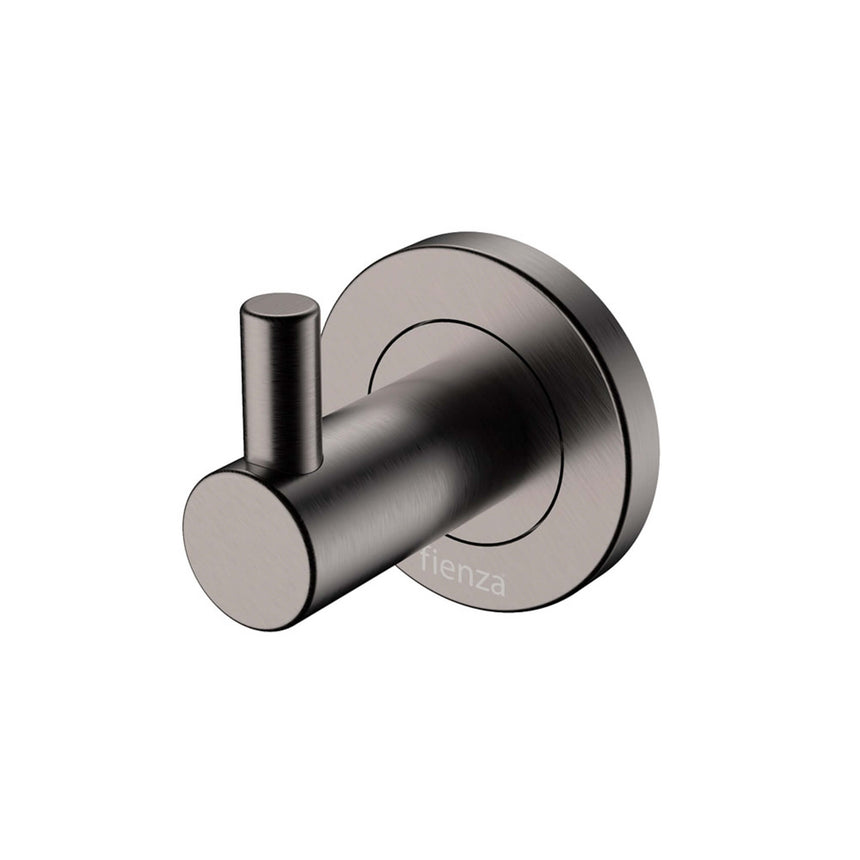 Kaya Single Robe Hook Gun Metal Bathroom Accessories Fienza Default Title