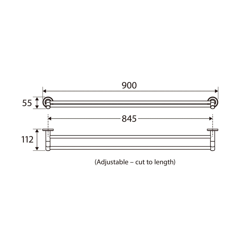 Kaya Double Towel Rail 900mm Chrome Bathroom Accessories Fienza