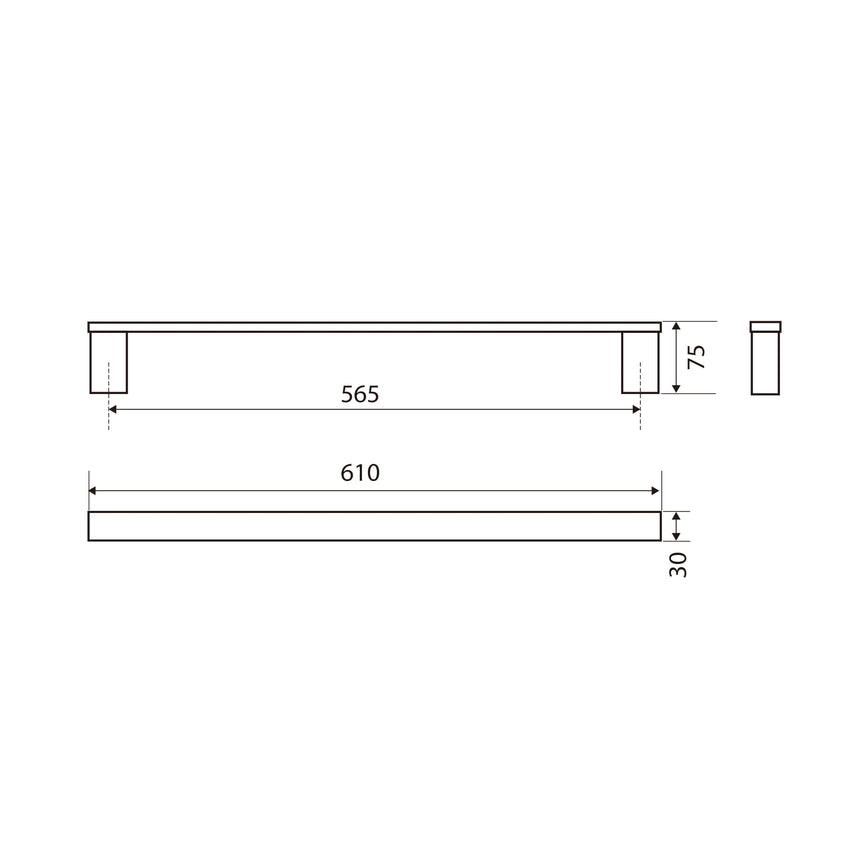 Koko Single Towel Rail 610mm Matte Black Bathroom Accessories Fienza