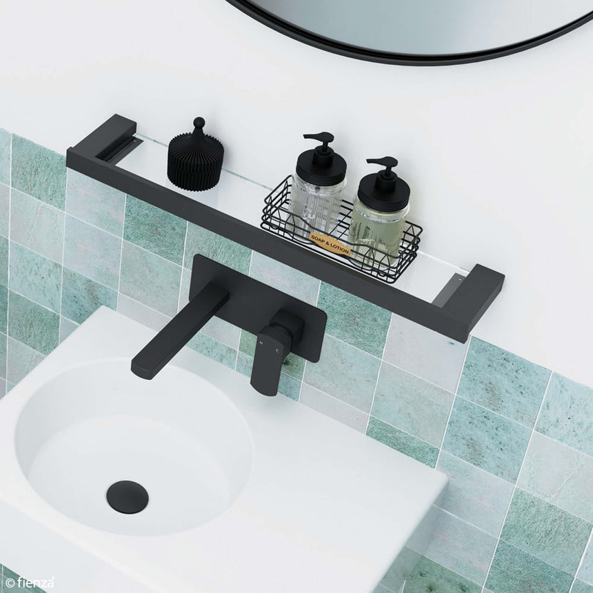 Koko Glass Shelf Matte Black Bathroom Accessories Fienza