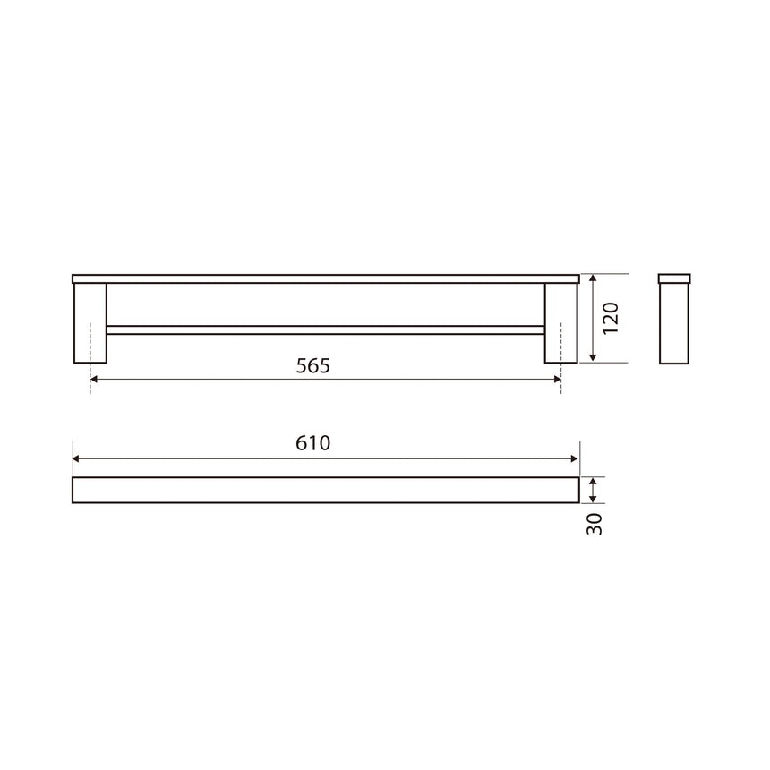 Koko Double Towel Rail 610mm Matte Black Bathroom Accessories Fienza