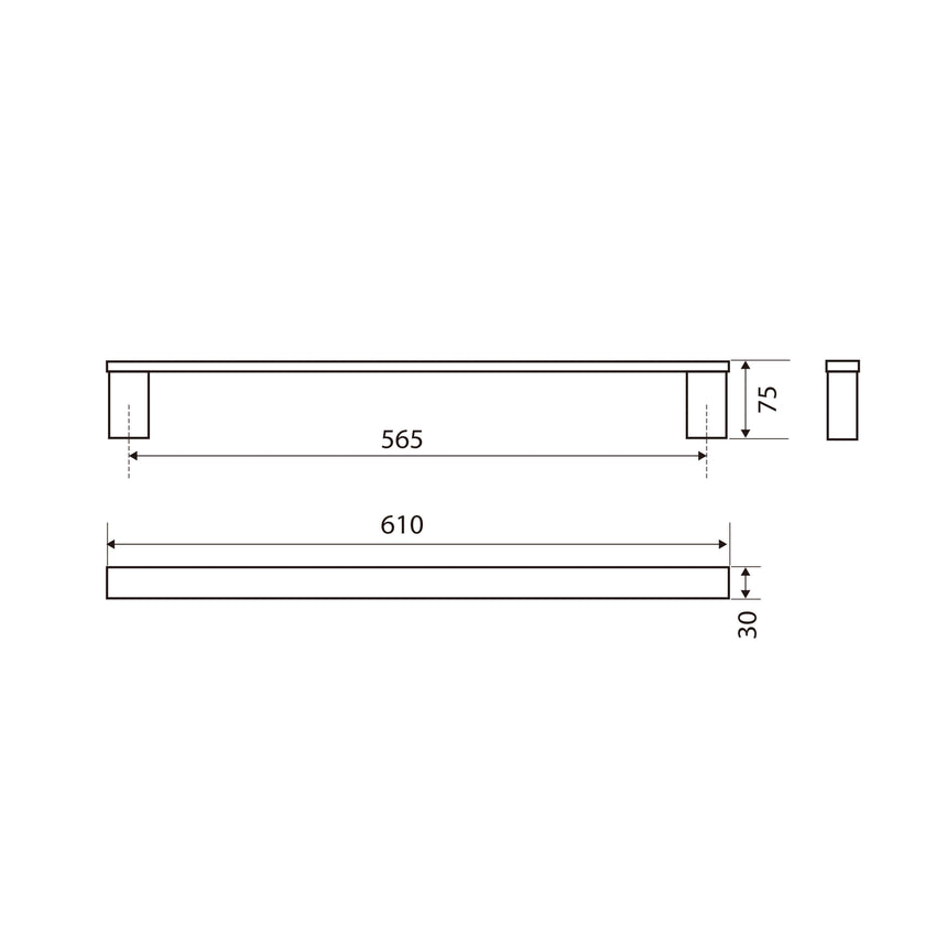 Koko Single Towel Rail 610mm Chrome Bathroom Accessories Fienza