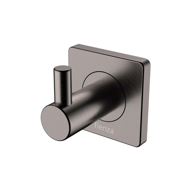 Sansa Single Robe Hook Gun Metal Bathroom Accessories Fienza Default Title