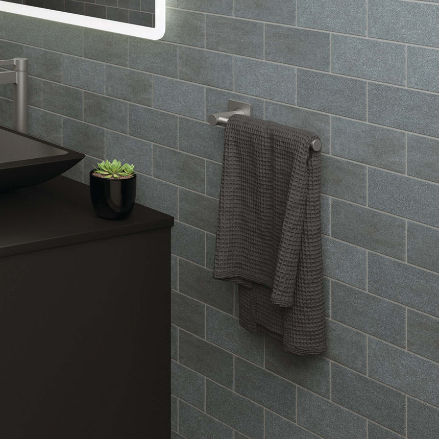 Sansa Dual Purpose Towel Rail Roll Holder Gun Metal Bathroom Accessories Fienza