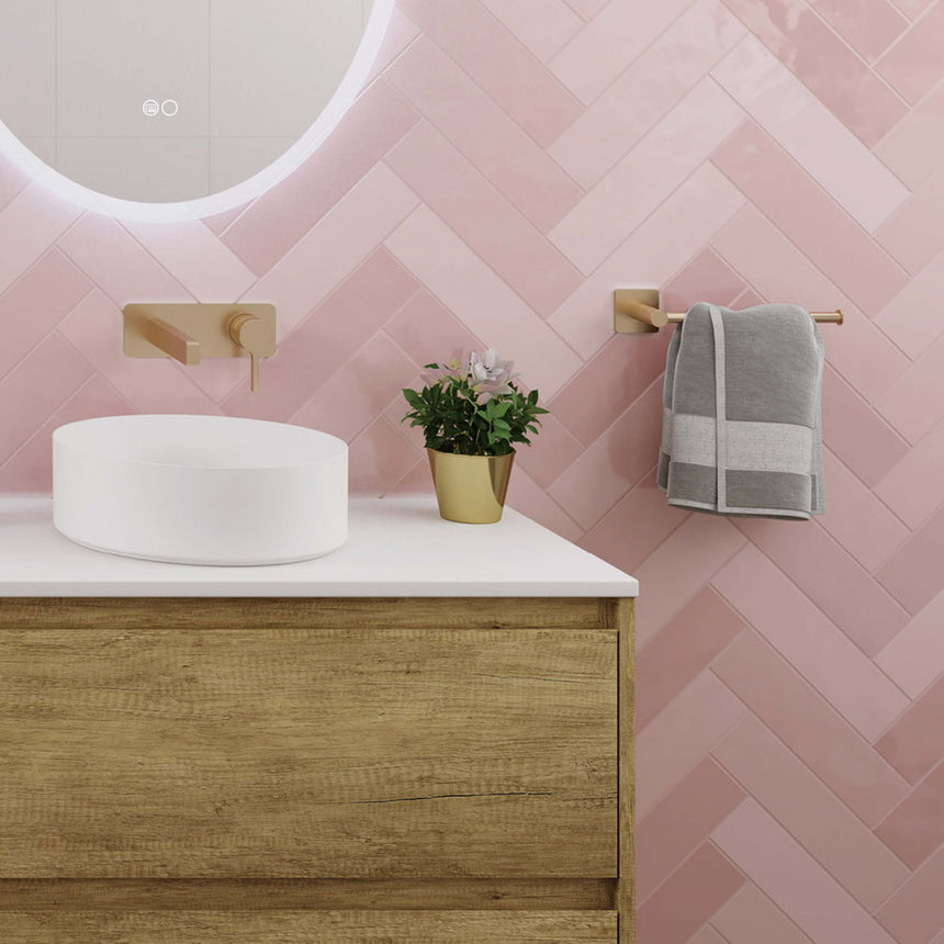 Sansa Dual Purpose Towel Rail Roll Holder Urban Brass Bathroom Accessories Fienza