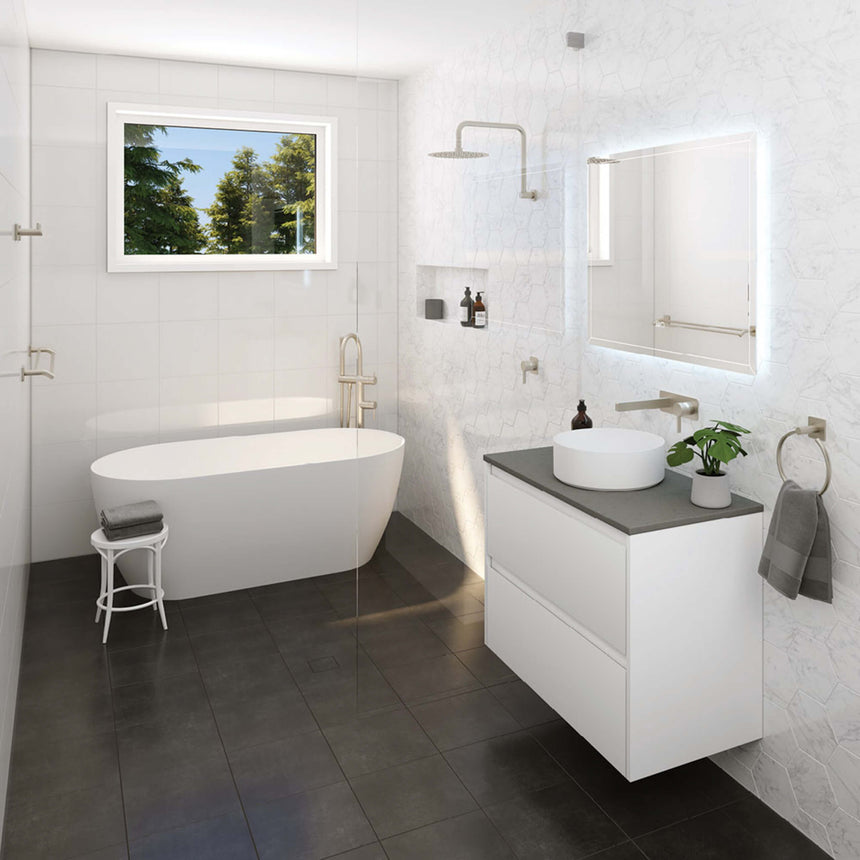 Sansa Double Towel Rail 900mm Brushed Nickel Bathroom Accessories Fienza