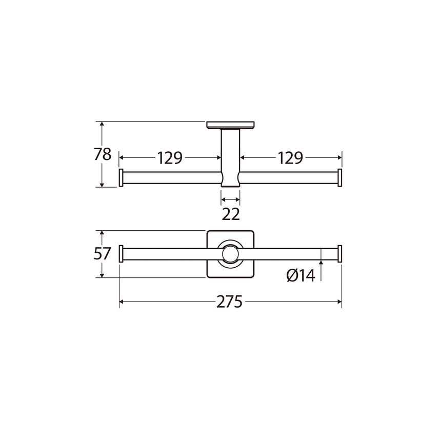 Sansa Double Roll Holder Matte Black Bathroom Accessories Fienza
