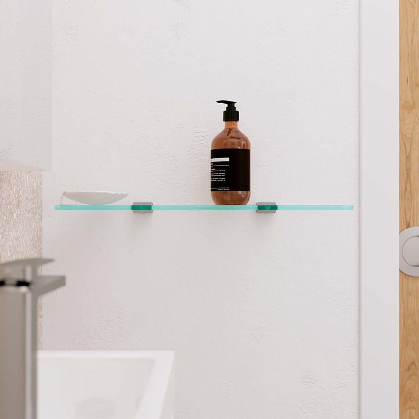 Tono Glass Shelf 500mm Brushed Nickel Bathroom Accessories Fienza