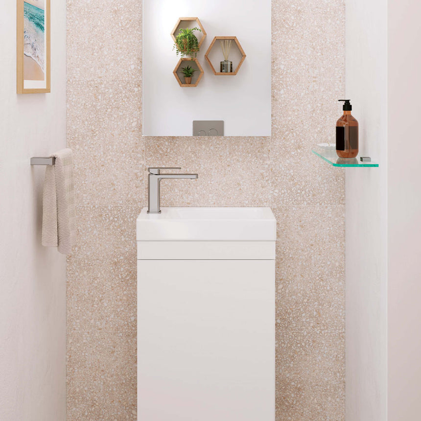 Tono Glass Shelf 500mm Brushed Nickel Bathroom Accessories Fienza