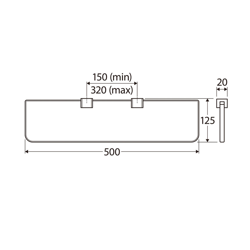 Tono Glass Shelf 500mm Gun Metal Bathroom Accessories Fienza