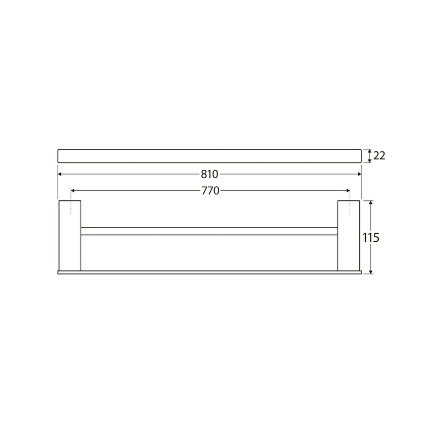 Tono 810 Double Towel Rail Urban Brass Bathroom Accessories Fienza