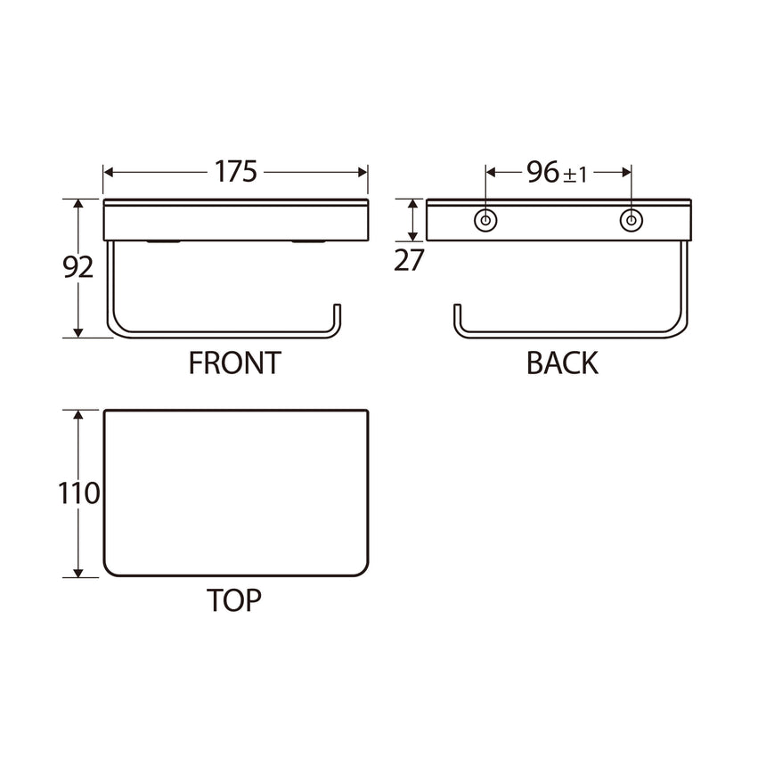 Tono Toilet Roll Holder With Glass Shelf SUS304 Chrome/White Bathroom Accessories Fienza