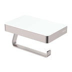 Tono Toilet Roll Holder With Glass Shelf Sus305 Brushed Nickel/White