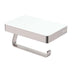 Tono Toilet Roll Holder With Glass Shelf Sus305 Brushed Nickel/White
