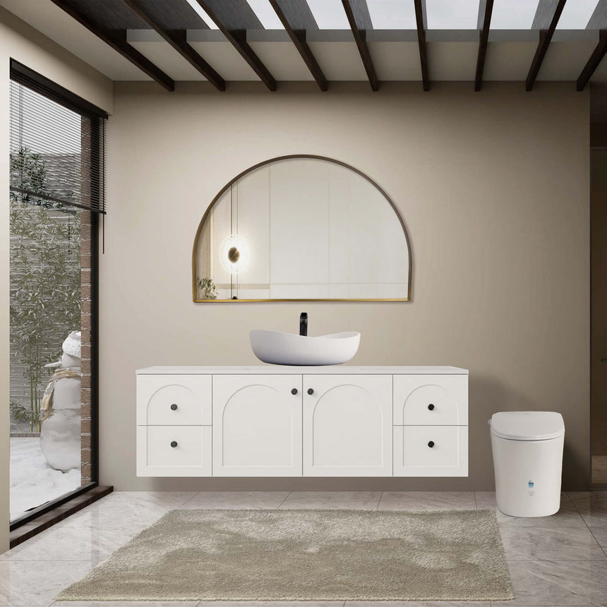 Arco Framed Mirror 1200x800mm Brushed Gold Framed Mirror Lukka Bathware Default Title