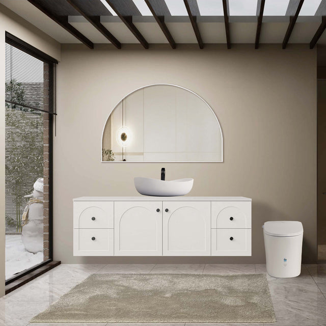 Arco Framed Mirror 1500x1000mm Matte White Framed Mirror Lukka Bathware Default Title
