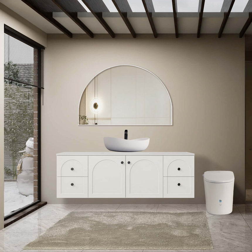Arco Framed Mirror 1500x1000mm Matte White Framed Mirror Lukka Bathware Default Title