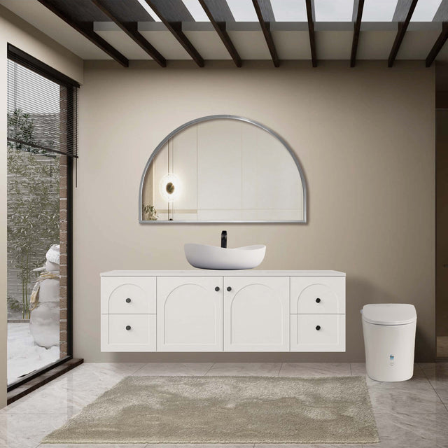 Arco Framed Mirror 1500x1000mm Brushed Nickel Framed Mirror Lukka Bathware Default Title