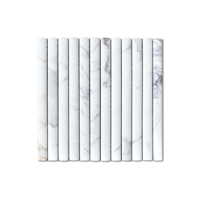 Natural Marble Mosaic 3D Fluted 23x300 Calacatta Honed Marble Mosaic Tilemall Default Title