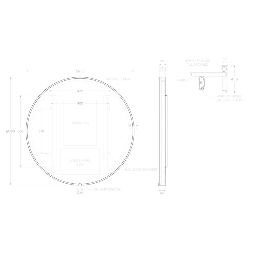 ADP Sera Round LED Mirror Framed Mirror ADP