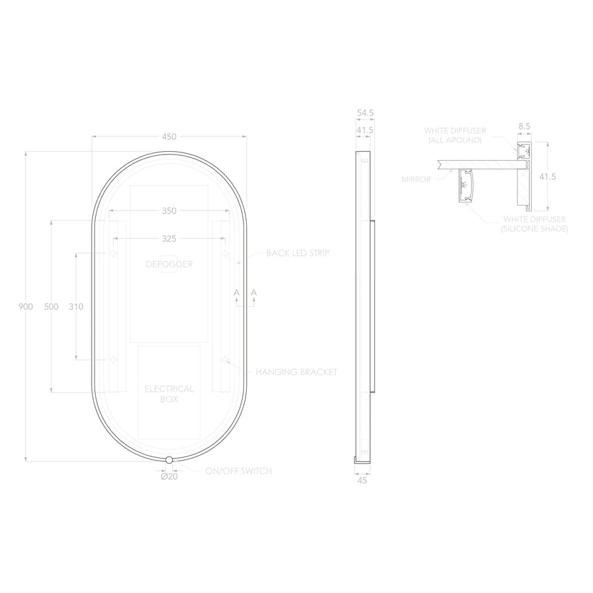 ADP Sera Pill LED Mirror Framed Mirror ADP