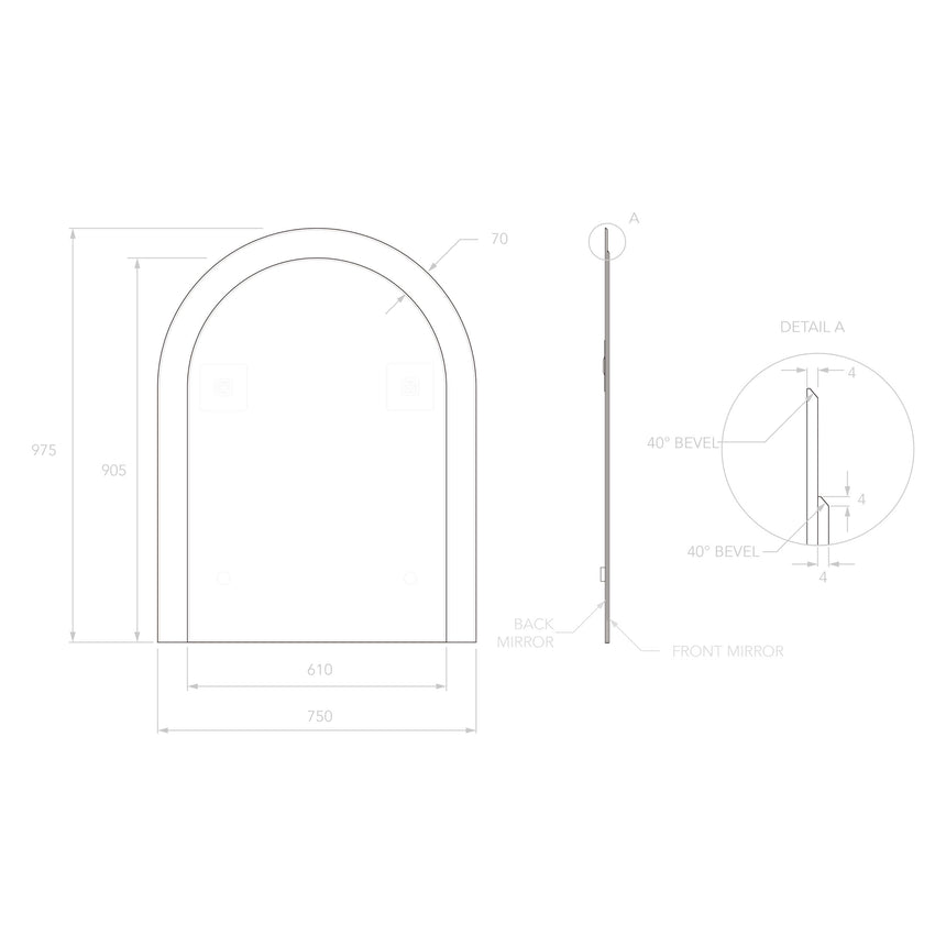 ADP Arch Overlay Mirror Frameless Mirror ADP