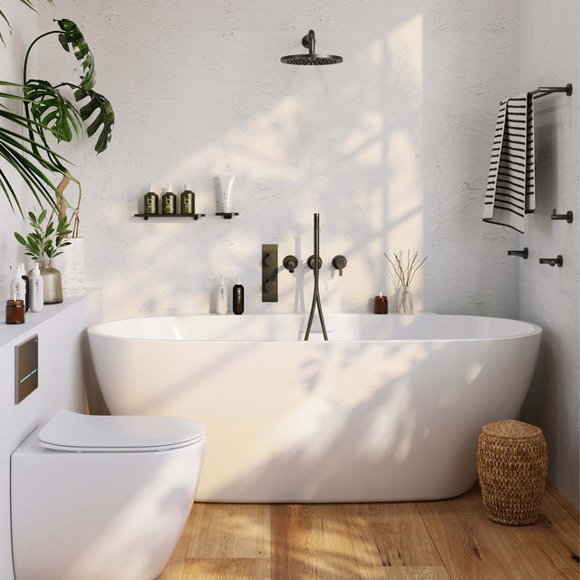 BelBagno Palermo Freestanding/Back to Wall Acrylic Bath 1650mm Semi Gloss White Bath BelBagno