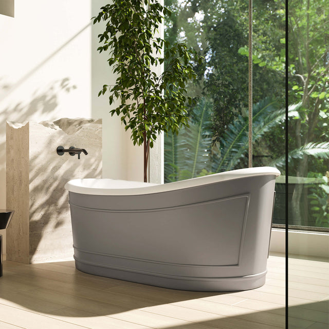 BelBagno Ritz Freestanding Solid Surface Bath 1676mm Matt Grey Bath BelBagno