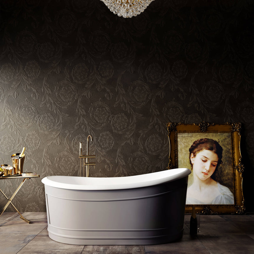 BelBagno Ritz Freestanding Solid Surface Bath 1676mm Matt Grey Bath BelBagno