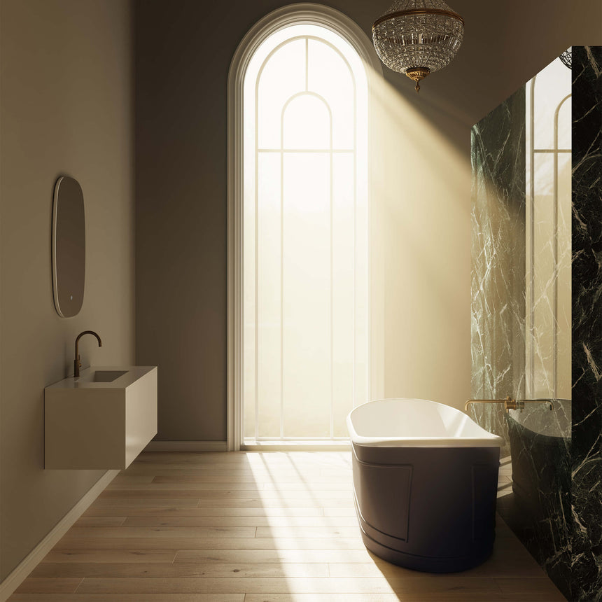 BelBagno Ritz Freestanding Solid Surface Bath 1676mm Matt Grey Bath BelBagno