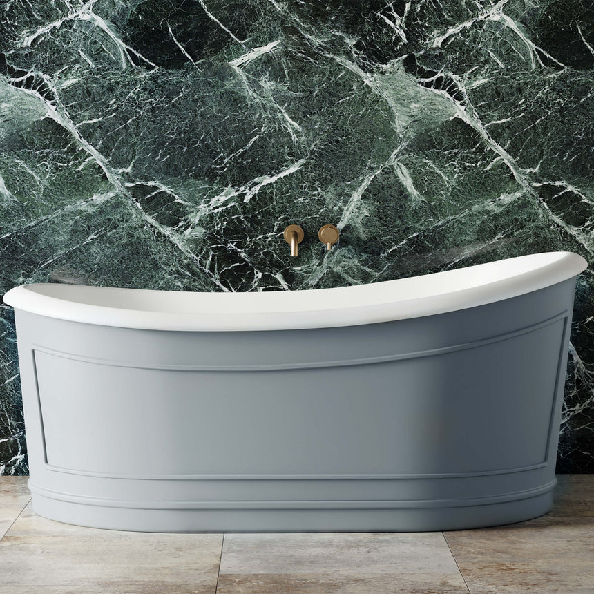 BelBagno Ritz Freestanding Solid Surface Bath 1676mm Matt Grey Bath BelBagno