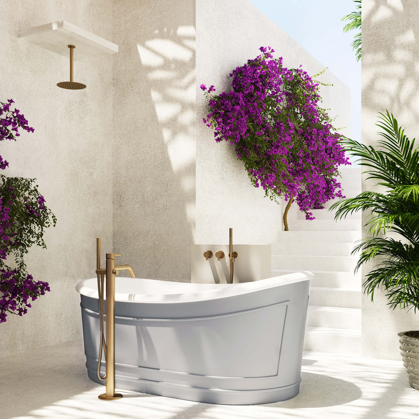 BelBagno Ritz Freestanding Solid Surface Bath 1676mm Matt Grey Bath BelBagno